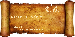 Kleth Olivér névjegykártya
